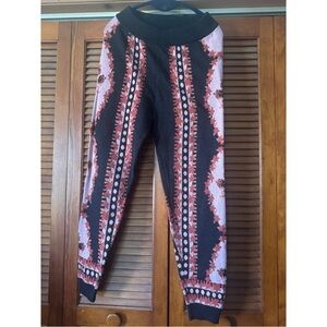 Free People Black and Red Patterned Joggers